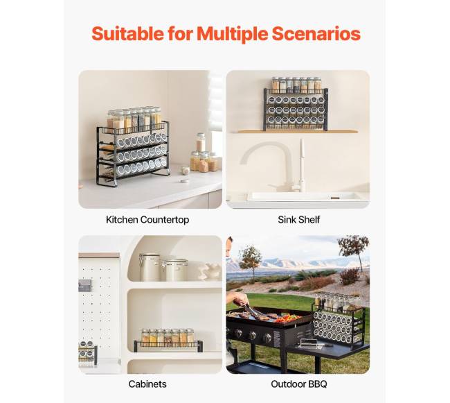 Prieskonių lentynų organizatorius sienai, 4 komplektai5