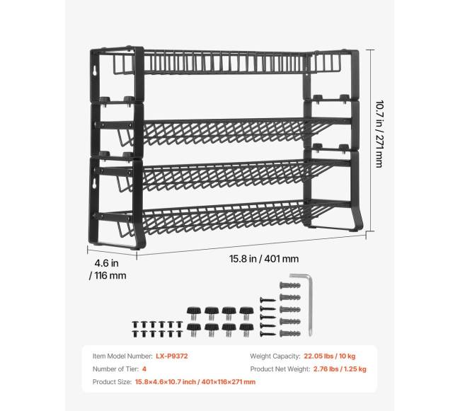 Prieskonių lentynų organizatorius sienai, 4 komplektai6