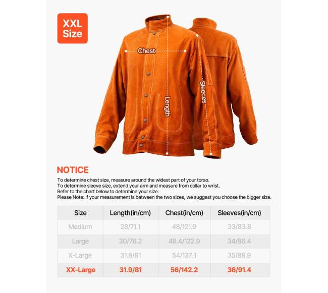 Liepsnai atspari suvirinimo striukė iš odos XXL6