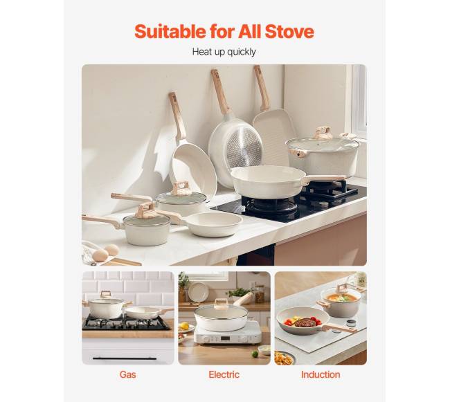 19 dalių balta nelipni virtuvės indų kolekcija5