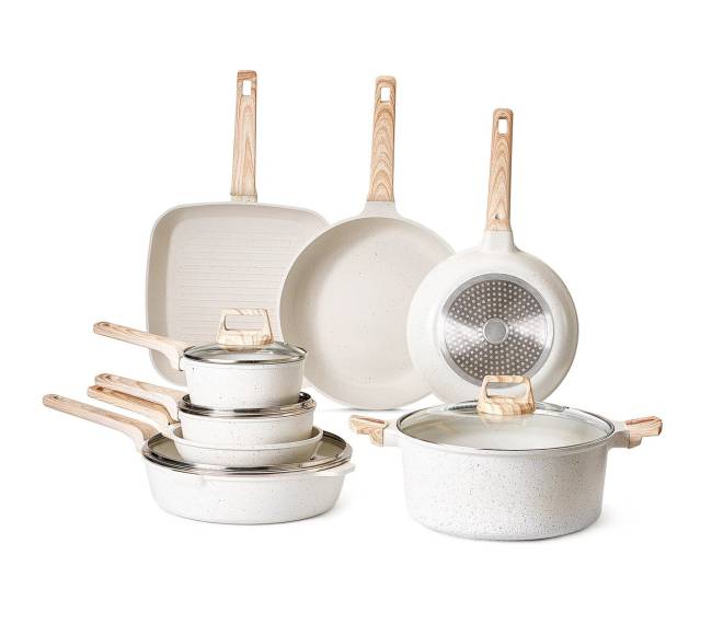 19 dalių balta nelipni virtuvės indų kolekcija10