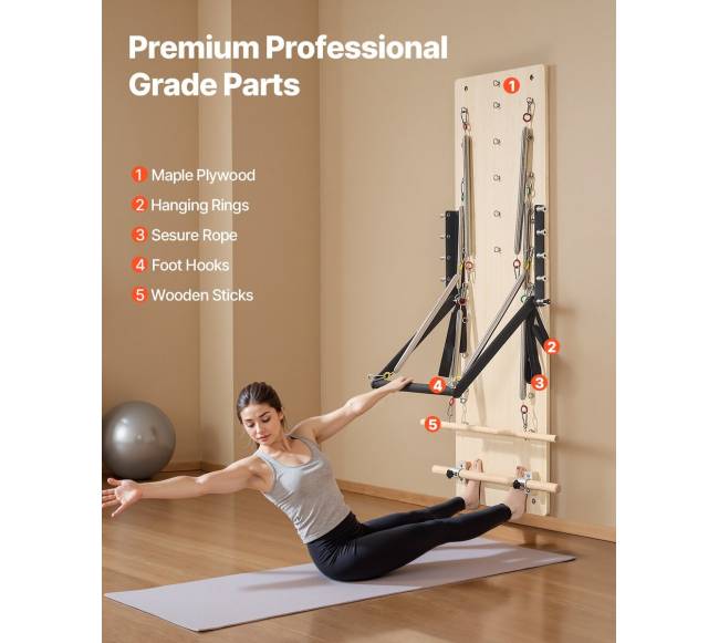 Sieninė pilateso reformerio mašina su spyruoklių lenta4