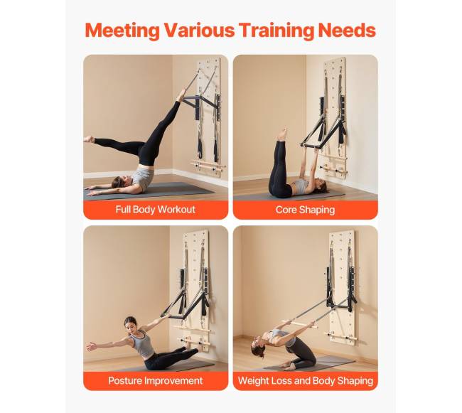 Sieninė pilateso reformerio mašina su spyruoklių lenta5