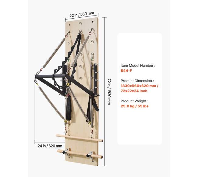 Sieninė pilateso reformerio mašina su spyruoklių lenta6