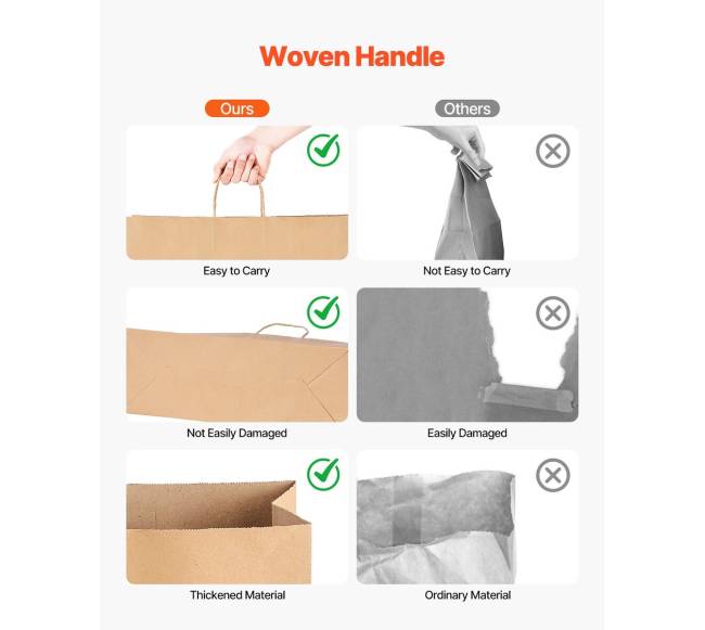 Kraft maišeliai su rankenomis 50 vnt 40x15x30 cm3