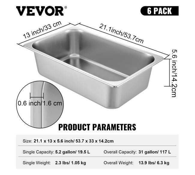 6 vnt. nerūdijančio plieno garo stalviršio padėklai6