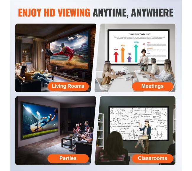 110 colių 4K projektoriaus ekranas 16:9 formatas5