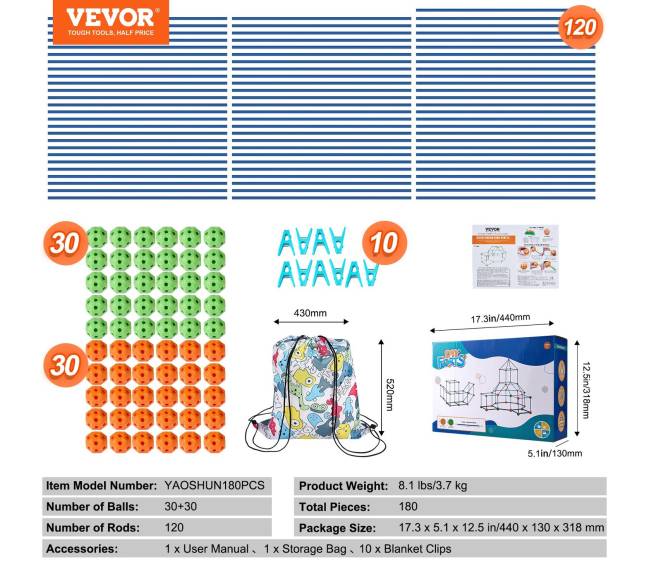 Vaikų forto statybos rinkinys 180 dalių6