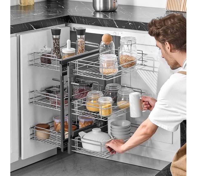 Virtuvės spintelių kampinė ištraukiama lentyna7