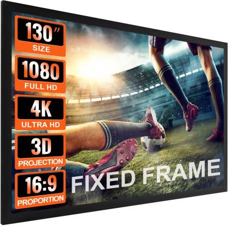 130 colių 16:9 projekcijos ekranas 4K HDTV0