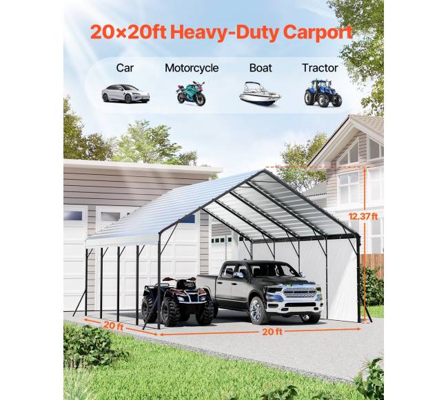 Metalinė stoginė automobiliui 20 x 20 ft1