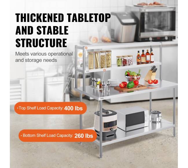 Dviejų aukštų nerūdijančio plieno lentyna stalui2