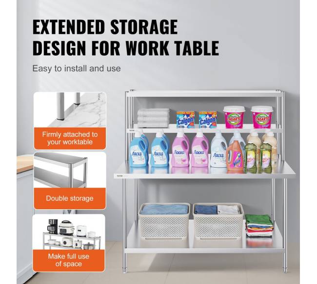 Dviejų aukštų nerūdijančio plieno lentyna stalui3