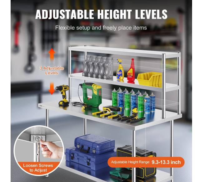 Dviejų aukštų nerūdijančio plieno lentyna stalui4