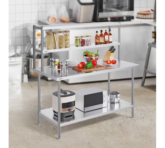 Dviejų aukštų nerūdijančio plieno lentyna stalui7