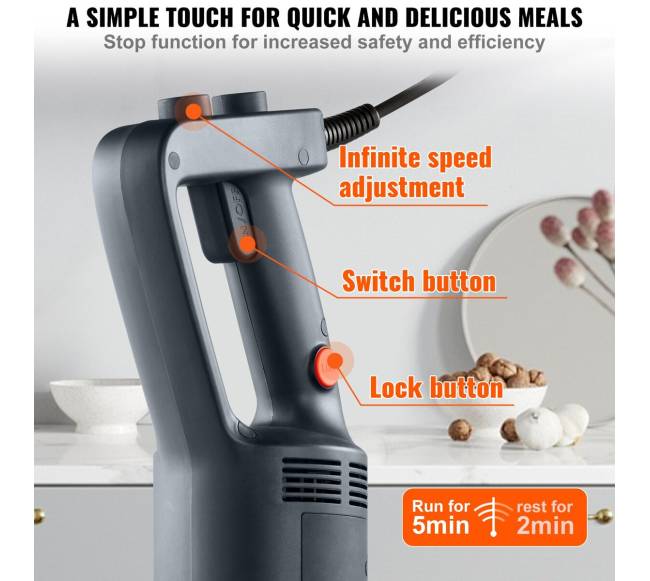 Komercinis rankinis maišytuvas, 750W, kintamo greičio3