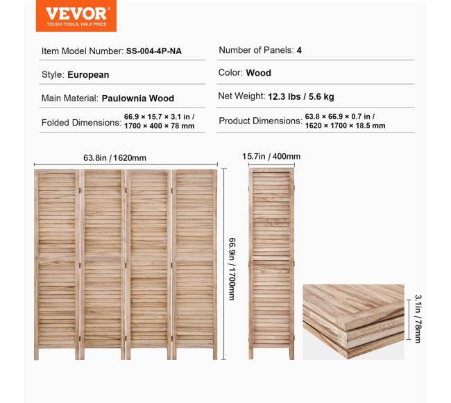 Medinė keturių dalių kambario pertvara6