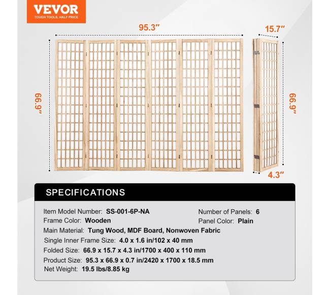 Japoniška kambario pertvara 6 panelių6