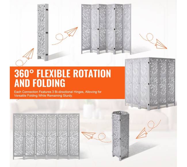 Medinė kambario pertvara su 6 panelėmis2