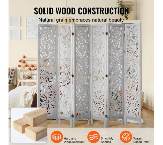 Medinė kambario pertvara su 6 panelėmis3