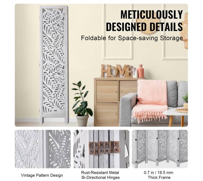 Medinė kambario pertvara su 6 panelėmis4