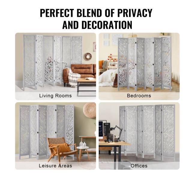 Medinė kambario pertvara su 6 panelėmis5