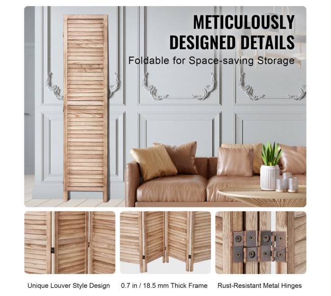 Medinė kambario pertvara su 8 panelėmis4