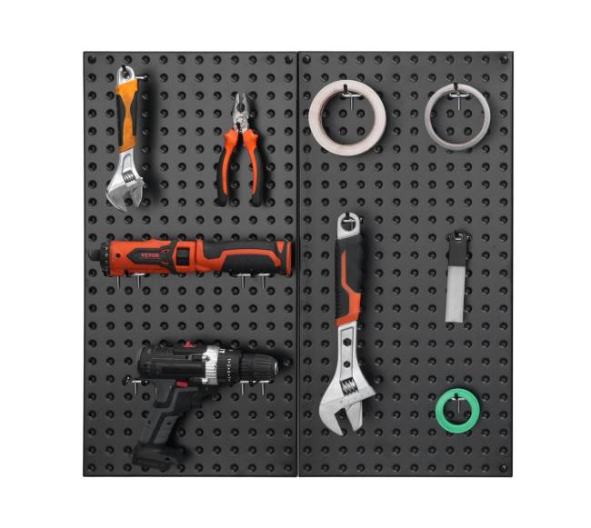 Metalinės skylių lentelės garažo įrankiams0