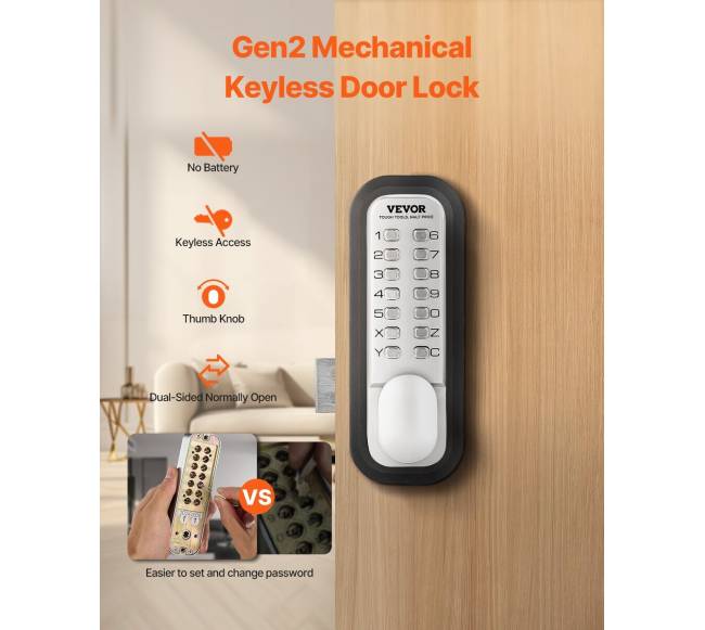 Mechaninė raktinė durų spyna su 14 mygtukų1