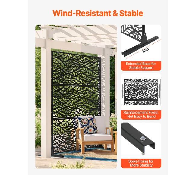 Metalo privatumui skirtas ekranas 120 x 183 cm juodas2