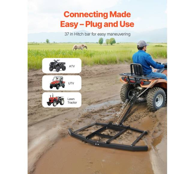 66 colių pločio tempiama akėčių plieninė grėblė2