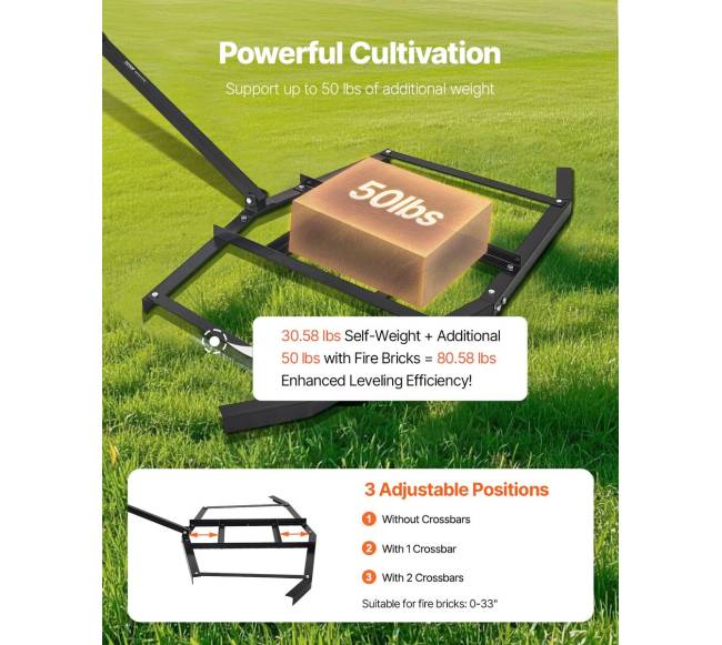 66 colių pločio tempiama akėčių plieninė grėblė3