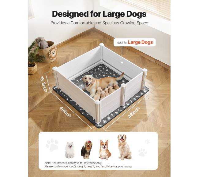 Šuniukų boksas su reguliuojamomis durelėmis, 1220x1220x460 mm1