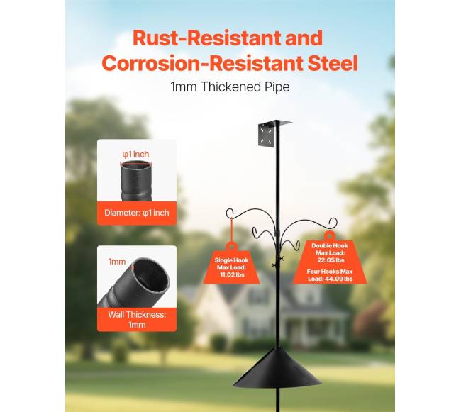 Lauko paukščių lesyklos stovas, 4 kabliai1