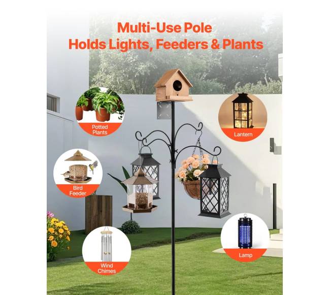 Lauko paukščių lesyklos stovas, 4 kabliai4