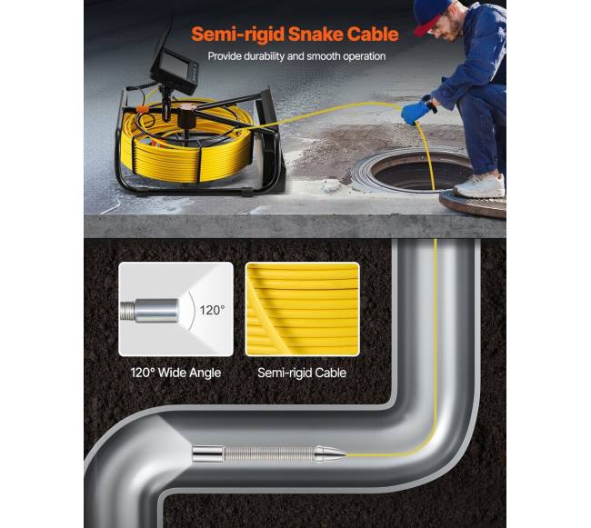 Kanalizacijos kamera su 30 m kabeliu ir 4,3” ekranu4