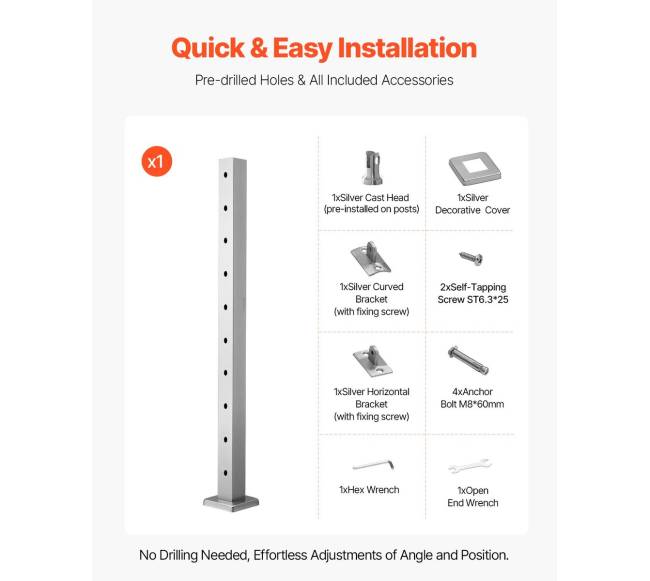 Nerūdijančio plieno turėklų stulpas5