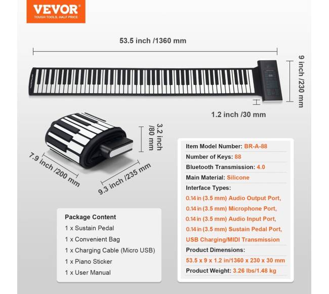 88 klavišų sulankstomas pianinas6