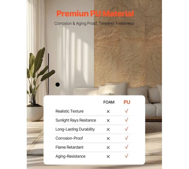 3D sienų plokštės 4 vnt 120x60 cm akmens imitacijos geltonos3