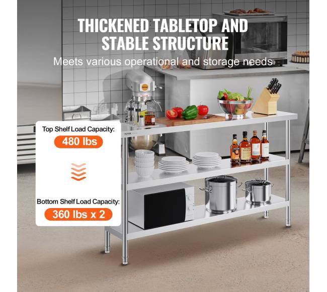 Nerūdijančiojo plieno maisto ruošimo stalas 35x152 cm2