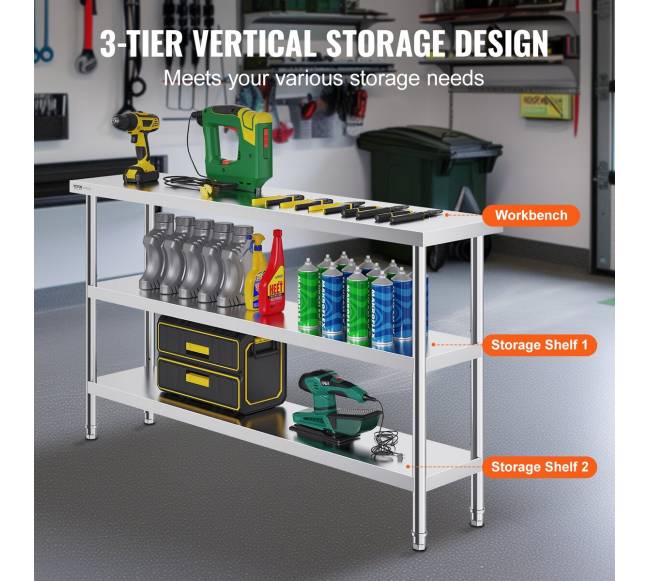 Nerūdijančiojo plieno maisto ruošimo stalas 35x152 cm3