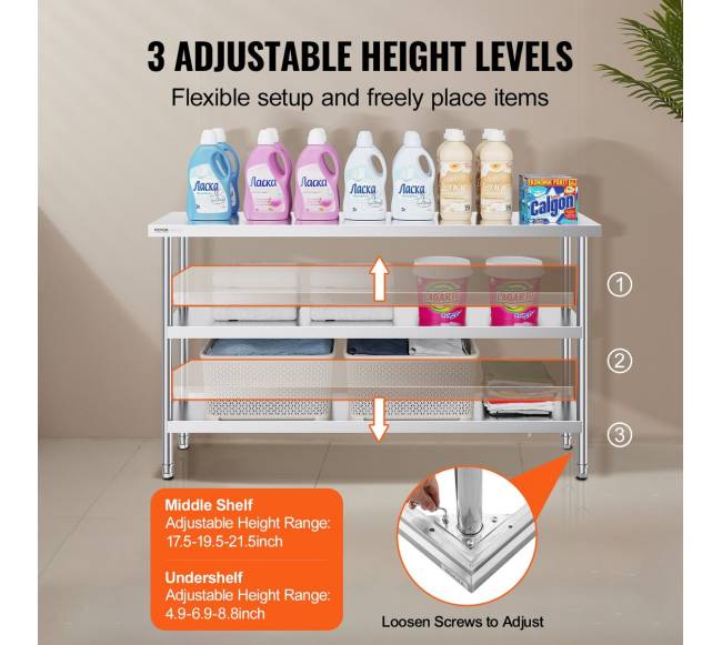 Nerūdijančiojo plieno maisto ruošimo stalas 35x152 cm4