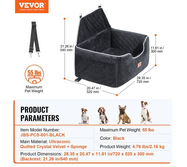 Šuns kėdutė automobiliui iki 25 kg, juoda6