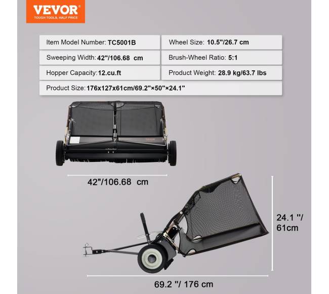 Vejos šlavėjas 42 colių su rinktuvu6