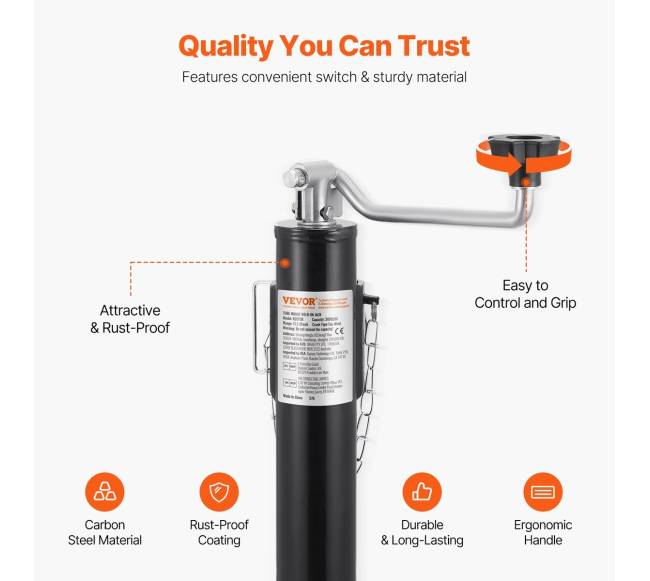 Priekabos domkratas suvirinamu vamzdiniu laikikliu3