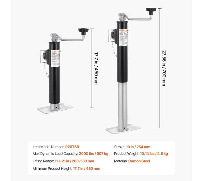 Priekabos domkratas suvirinamu vamzdiniu laikikliu6