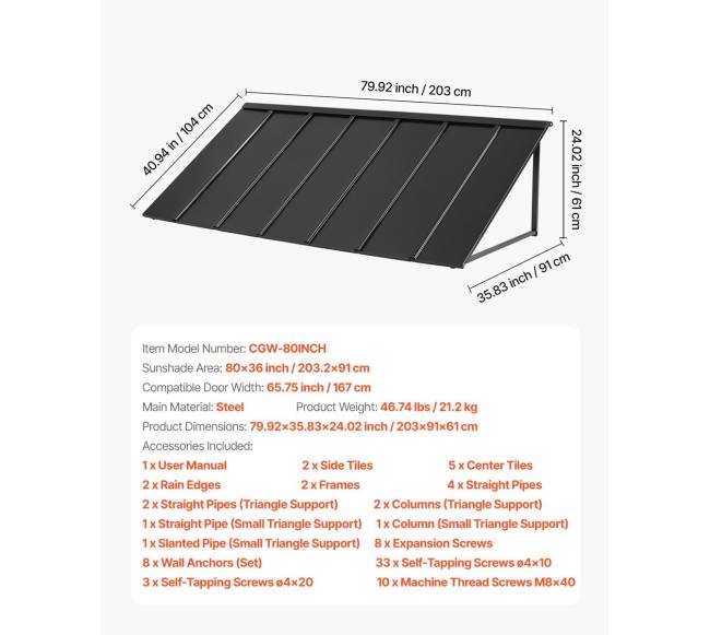 Langų stoginė 203x91 cm lauko terasai6