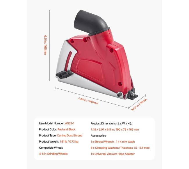 Kampinio šlifuoklio dulkių apsauga 4-5 coliams6