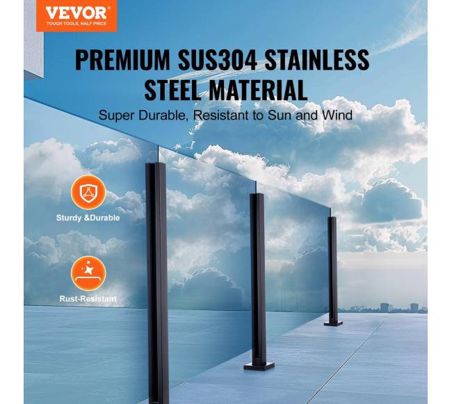 Stiklo turėklo laikiklis 105 cm, juodas1