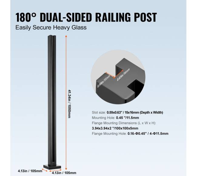 Stiklo turėklo laikiklis 105 cm, juodas4